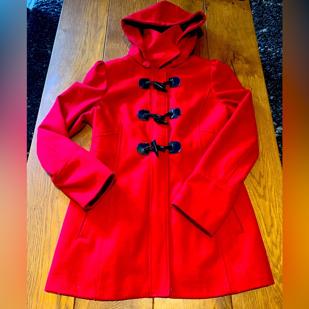 Guess Red Wool Peacoat